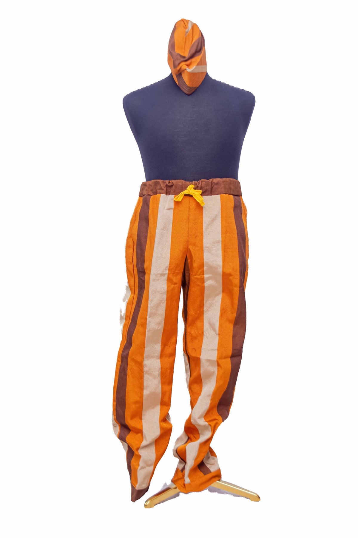Aso Oke Trousers — Orange, Brown & Cream Woven Strip Print