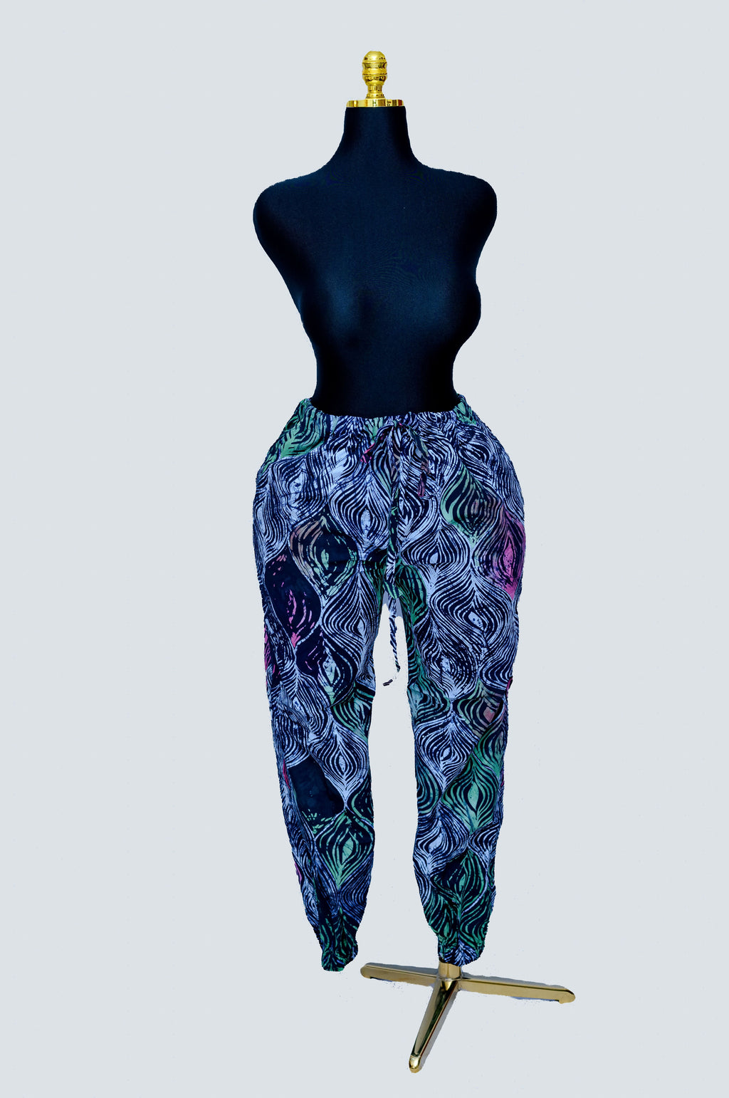 African Batik Women’s Harem Trousers — Peacock Feather Eye Print