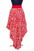 African Batik Hi-Low Layered Skirt — Red & White Crackle Overlay
