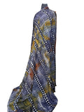 Batik Fabric — Silver Dot Trail & Crosshatch Wave Print