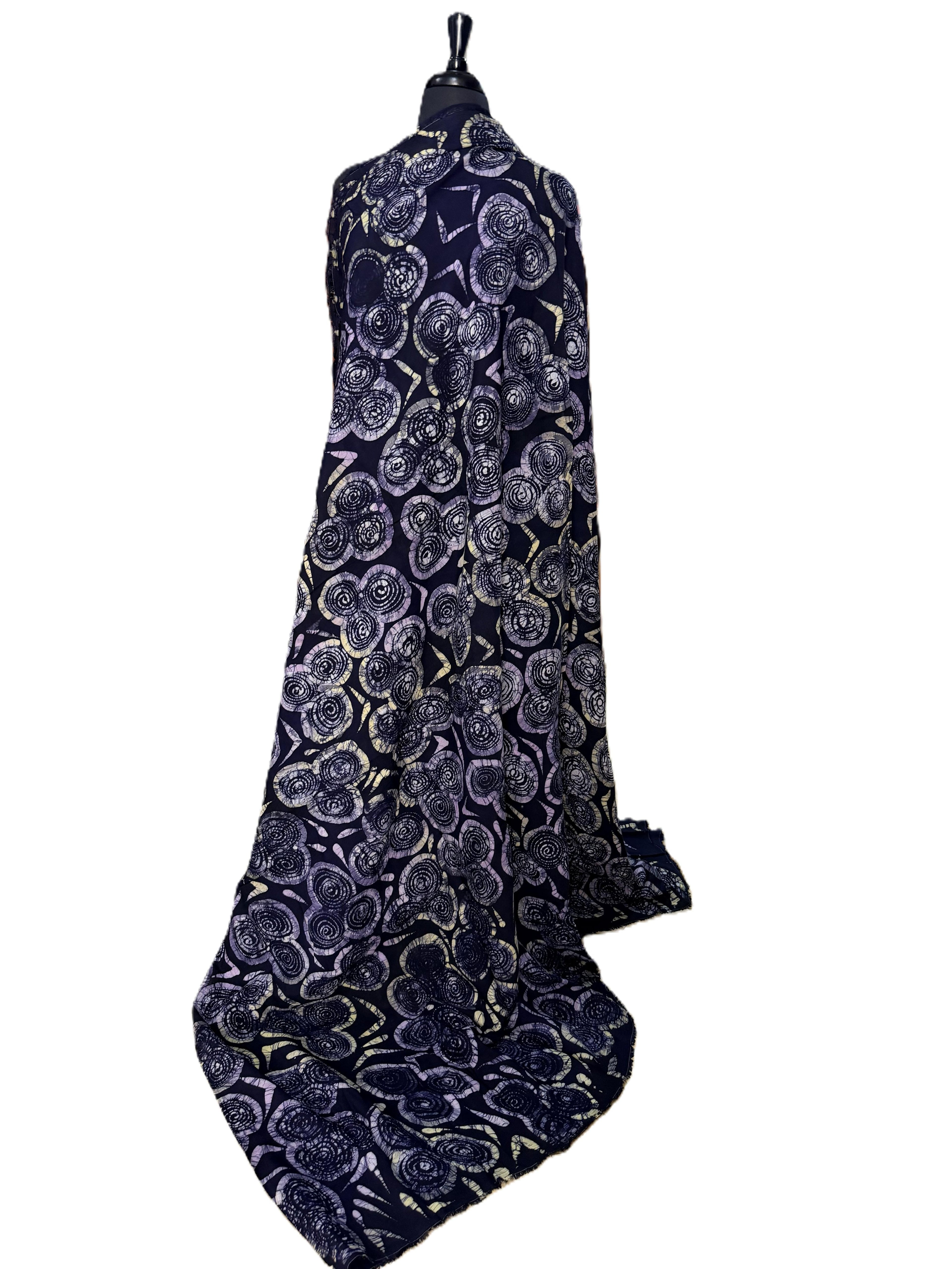 Batik Fabric — Spiral Rose Cluster Print