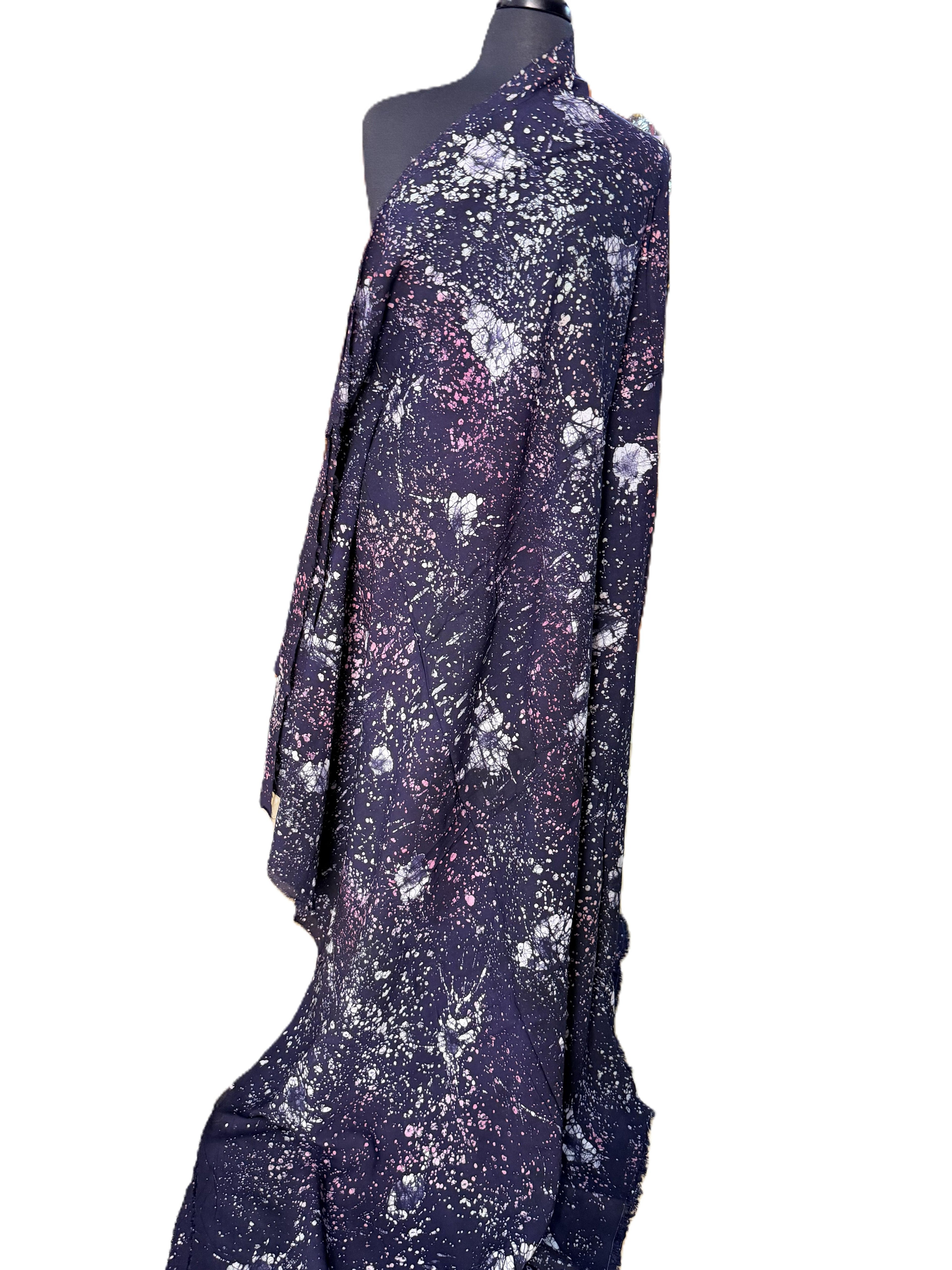 Batik Fabric — Galaxy Splatter & Floral Burst Print