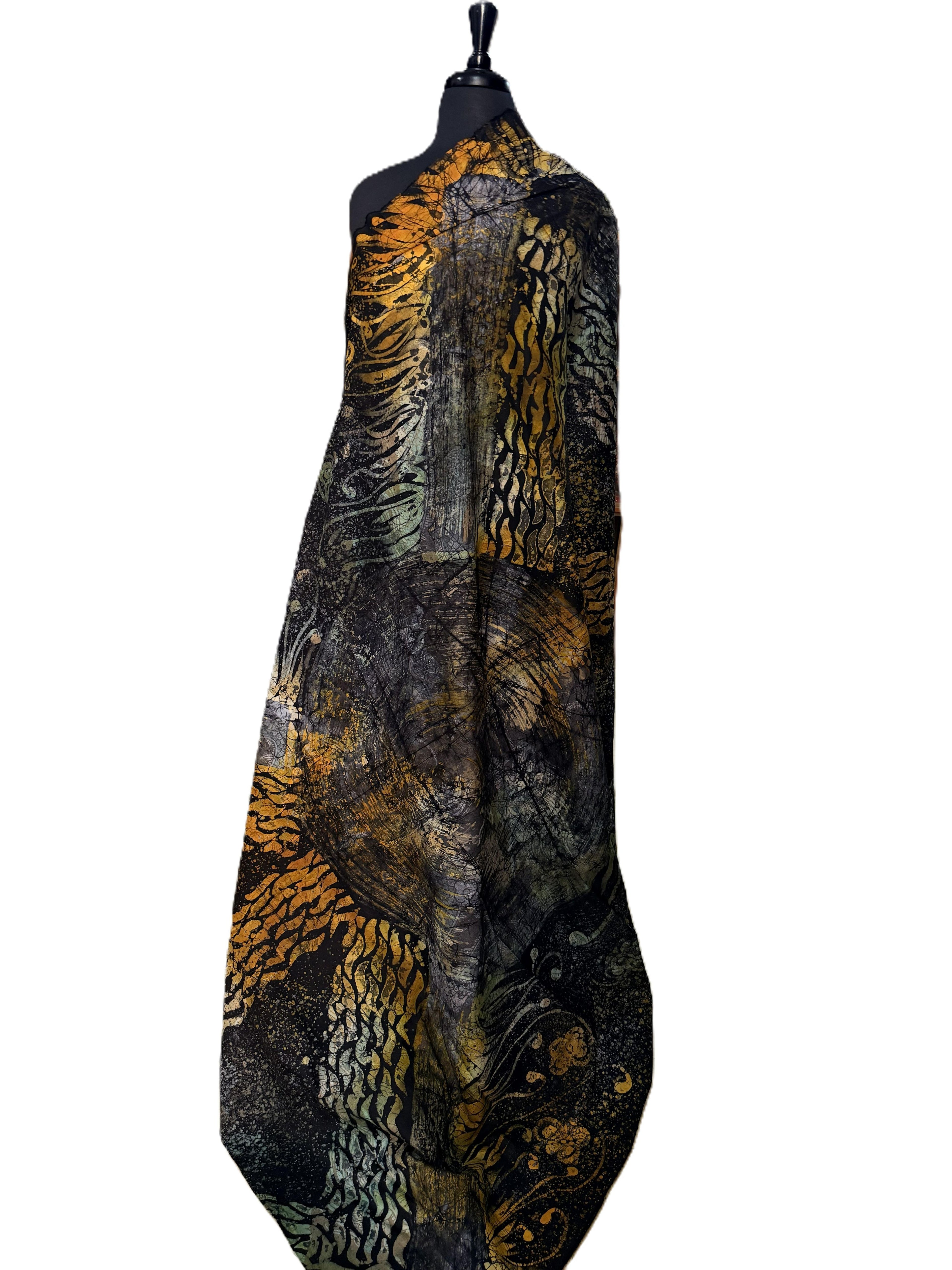 Batik Fabric — Abstract Sunflower & Tiger Stripe Print