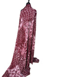 Batik Fabric — Burgundy Diamond Grid & Adinkra Symbol Print