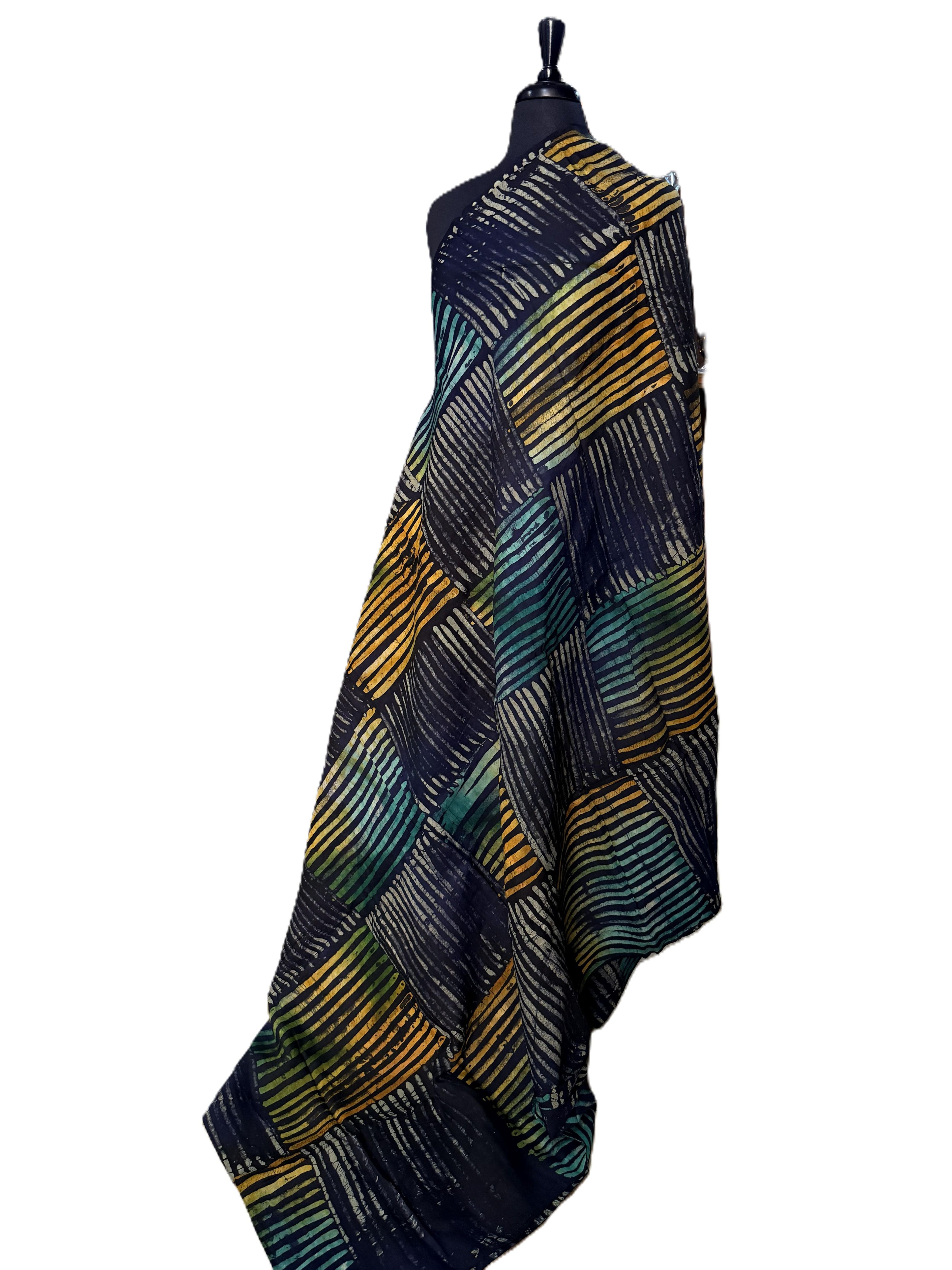 Batik Fabric — Fan Block Stripe Patchwork Print