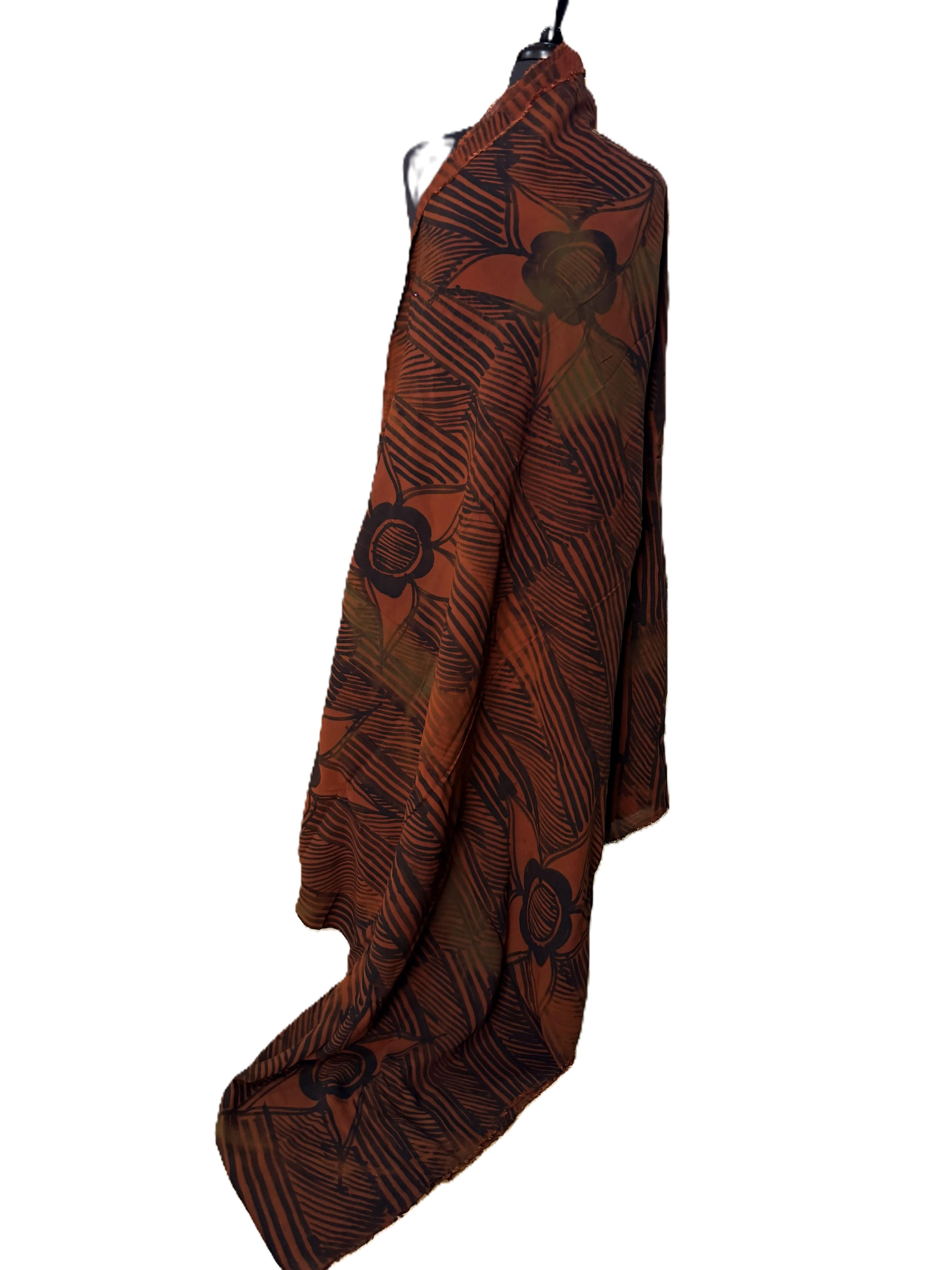 Batik Fabric — Floral & Palm Leaf Brushstroke Print