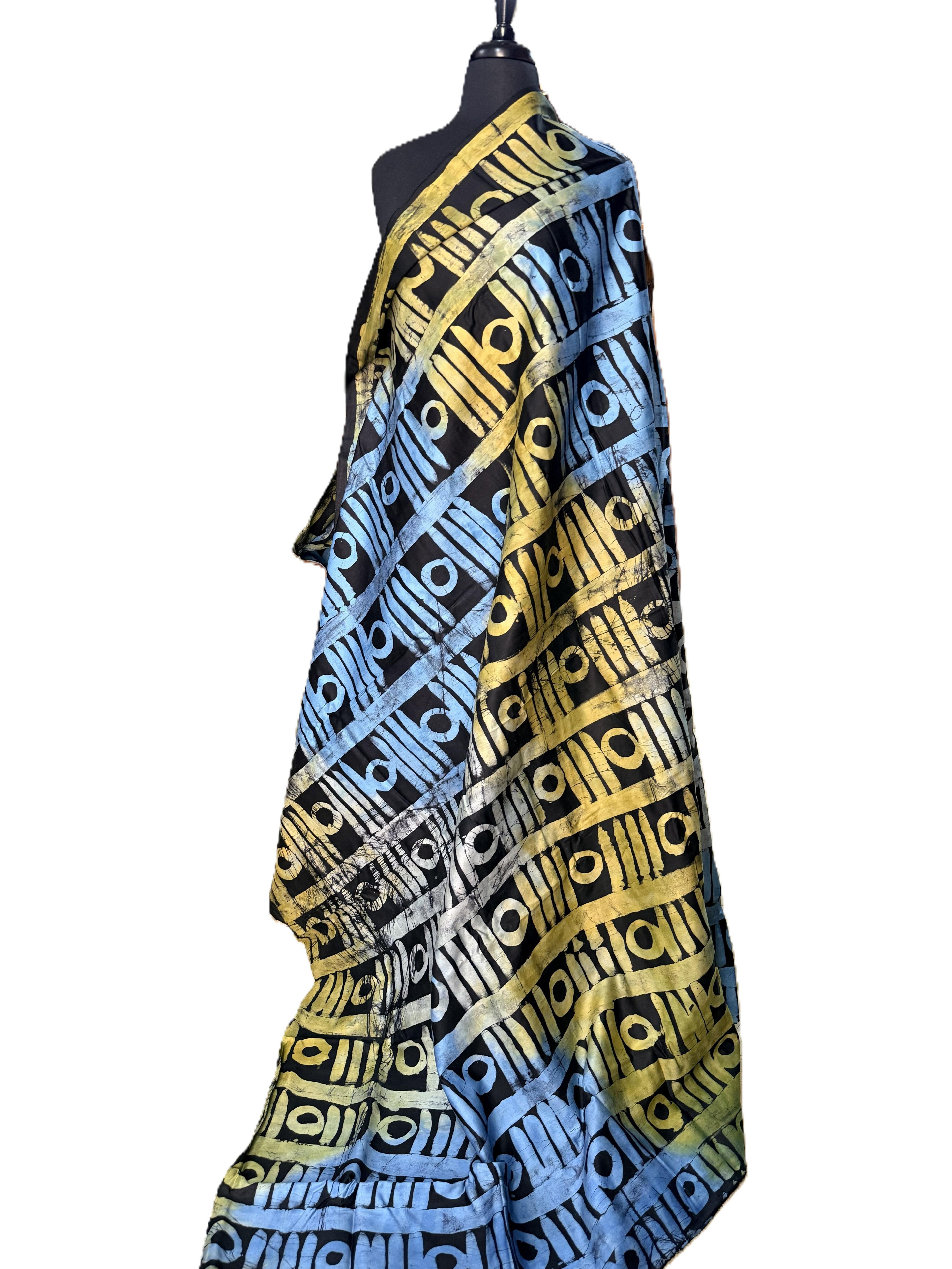 Batik Fabric — Circle & Stripe Block Print