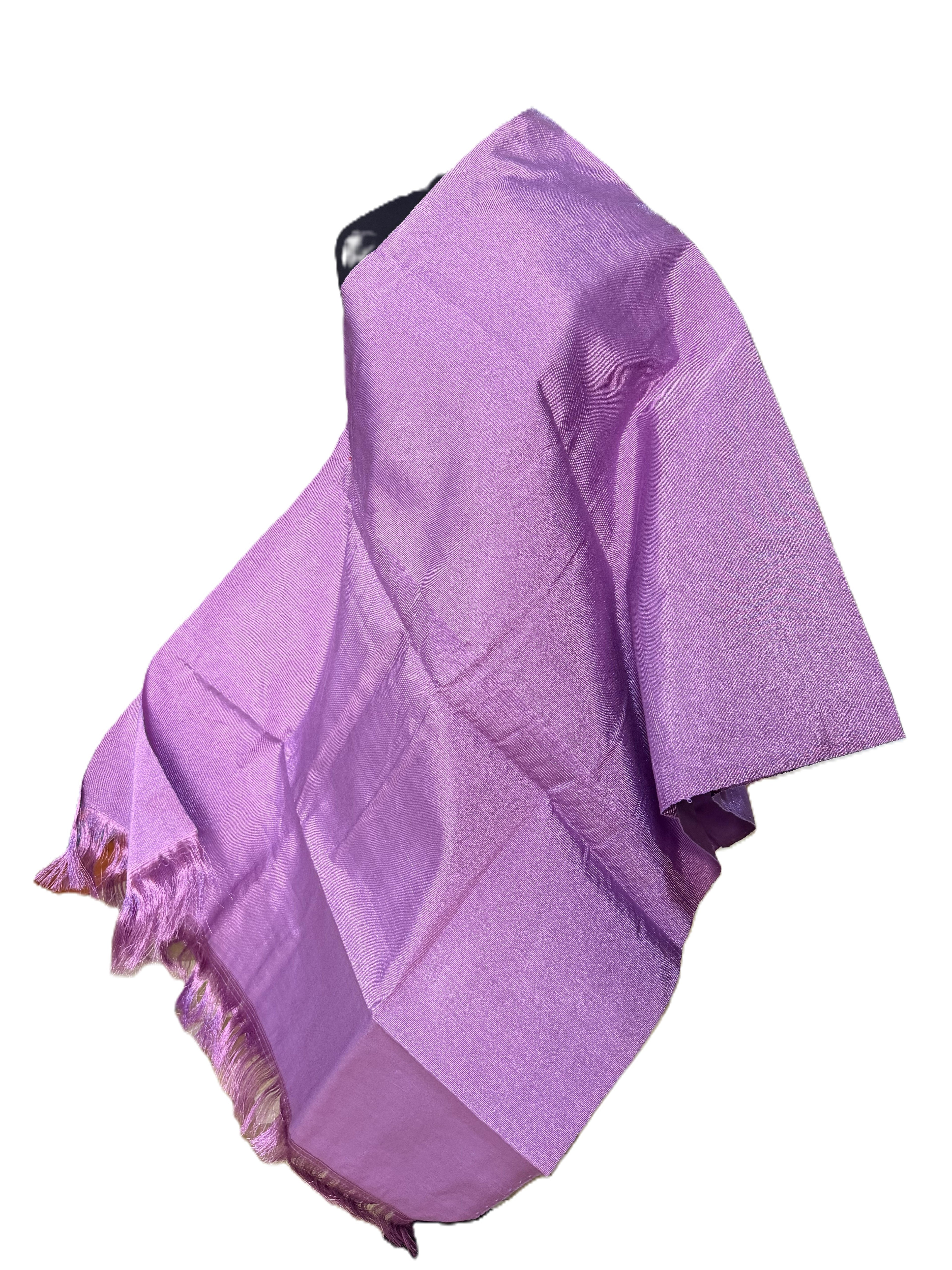 Aso Oke Wisteria Lilac Mauve Metallic Shimmer Fabric with Fringe Edge