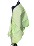 Aso Oke Lime Apple Green Metallic Shimmer Fabric with Fringe Edge