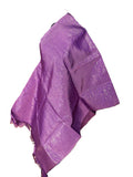 Aso Oke Orchid Magenta Metallic Shimmer Fabric with Fringe Edge