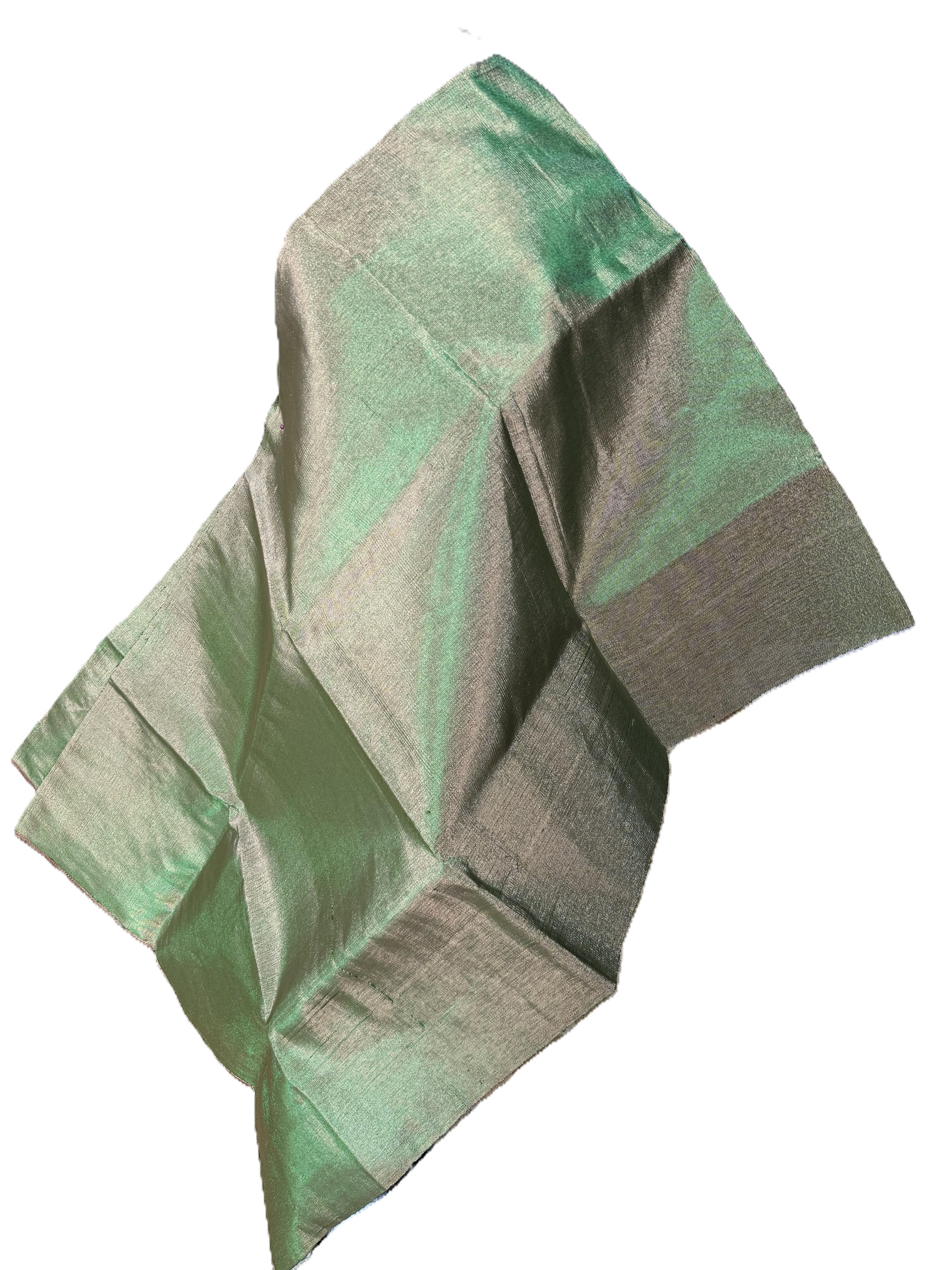 Aso Oke Mint Green & Beige Two-Tone Iridescent Satin Fabric