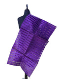 Aso Oke Royal Purple Eyelet Lace Weave Fabric with Gold Thread