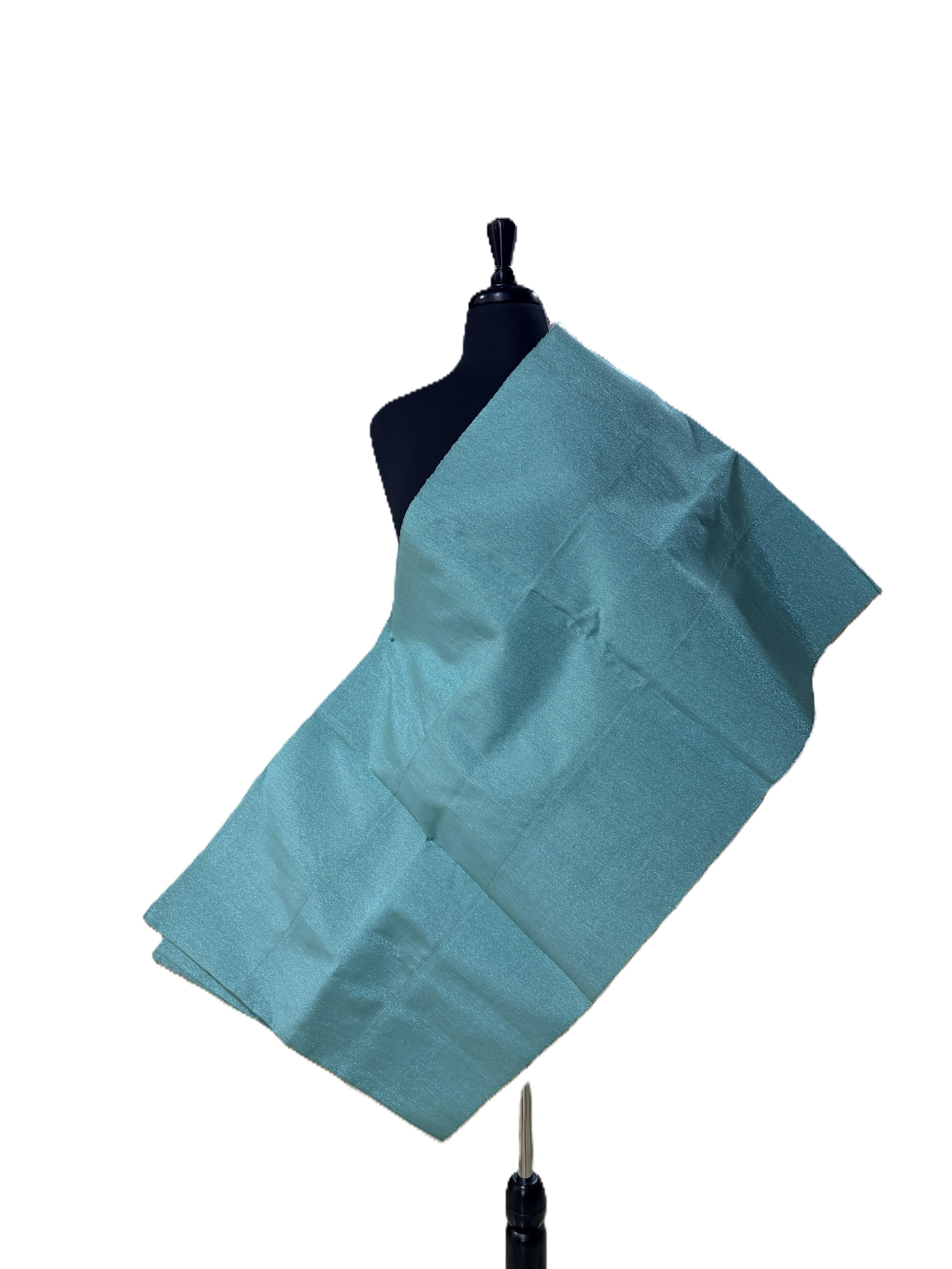Aso Oke Duck Egg Blue Iridescent Satin Weave Fabric