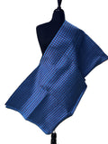 Aso Oke Steel Blue Check & Dot Woven Fabric