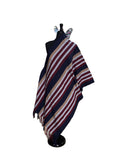 Aso Oke Navy Blue, Burgundy & Camel Broad Striped Fabric