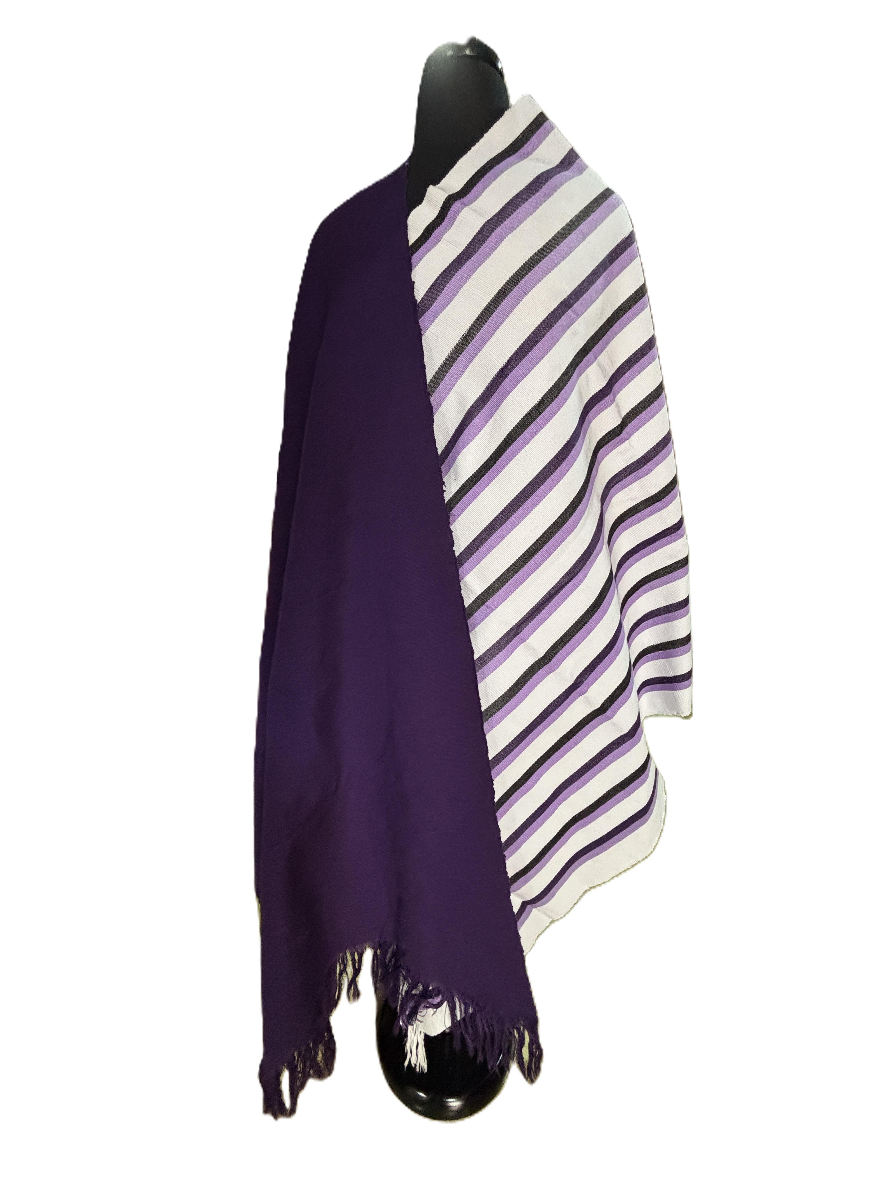 Aso Oke Royal Purple & White Purple Striped Fabric