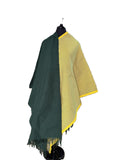 Aso Oke Forest Green & Yellow Black Fine Striped Fabric