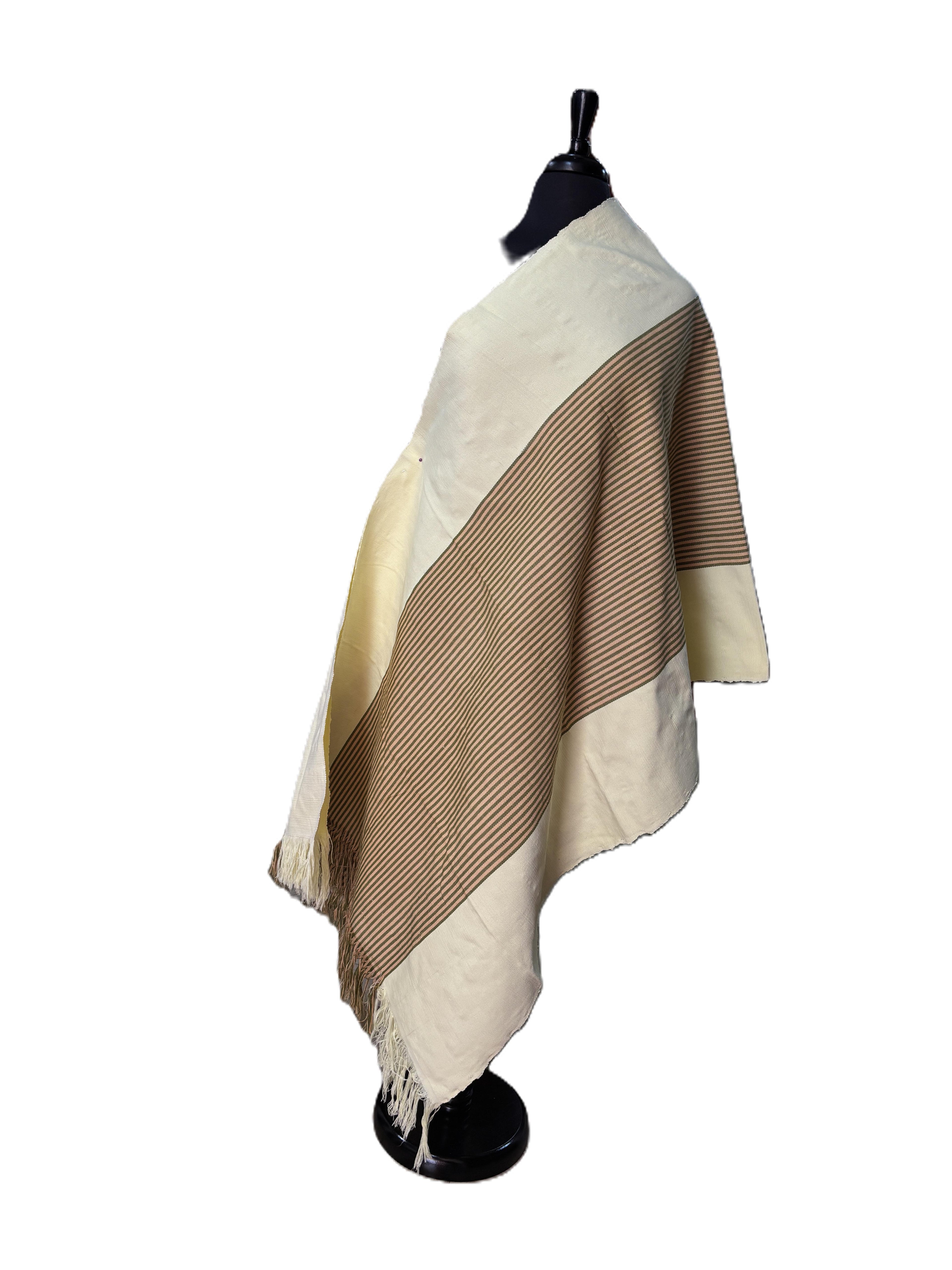 Aso Oke Cream & Brown Fine Striped Fabric