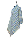 Aso Oke Cerulean Blue Multicolour Fine Striped Fabric