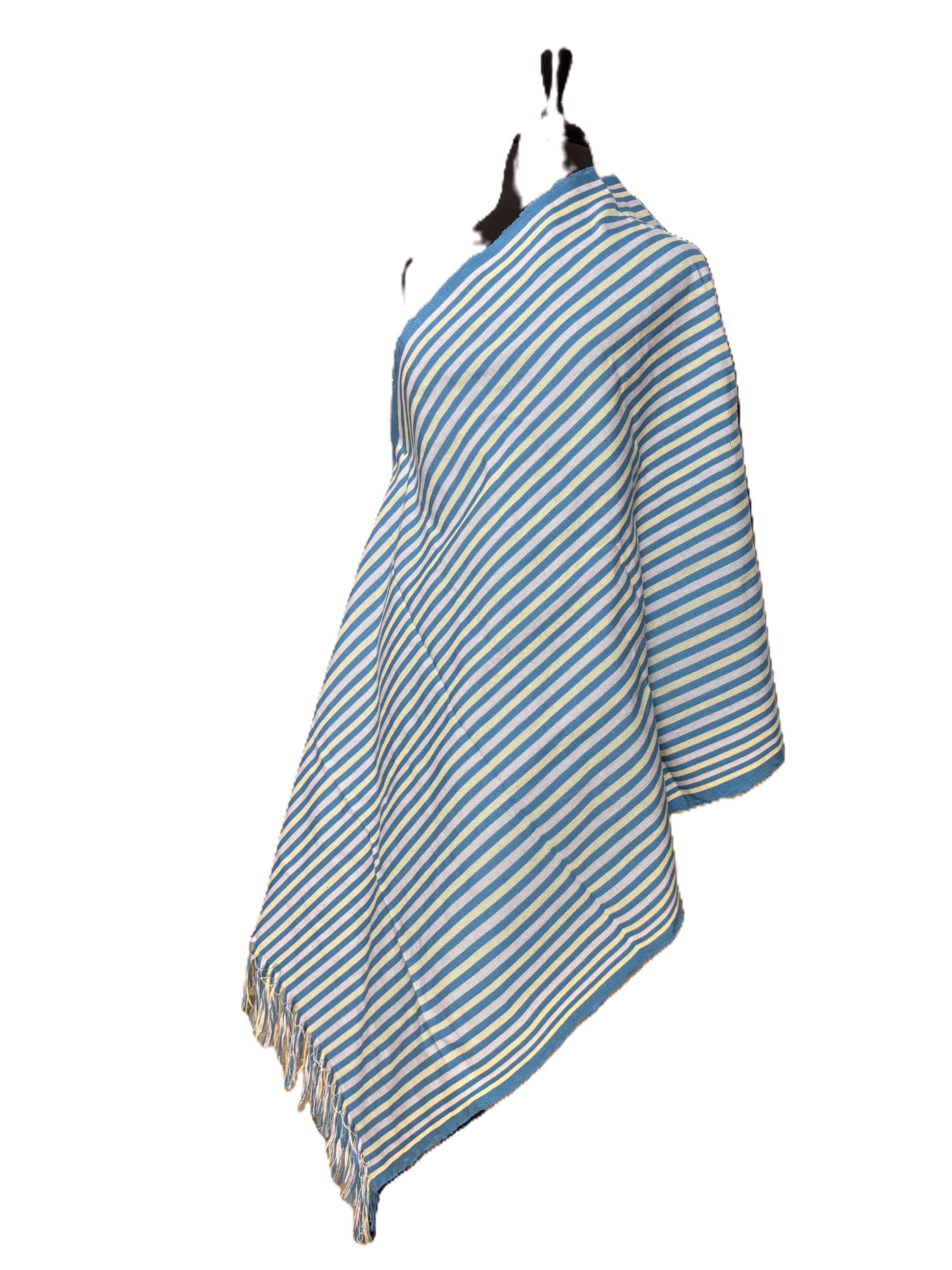 Aso Oke Cerulean Blue Multicolour Fine Striped Fabric