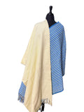 Aso Oke Cream & Cerulean Blue Fine Striped Fabric