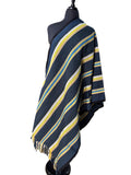 Aso Oke Navy & Yellow Blue Broad Striped Fabric