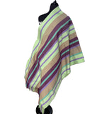Aso Oke Lime Green & Plum Broad Striped Fabric
