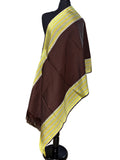 Aso Oke Dark Brown & Yellow Gold Striped Fabric