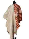 Aso Oke Cream & Orange Pink Broad Striped Fabric