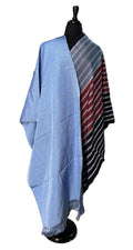 Aso Oke Sky Blue & Navy Multicolour Striped Fabric