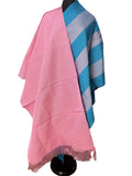 Aso Oke Pink & Teal Broad Striped Fabric