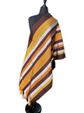 Aso Oke Brown, Amber & Orange Broad Striped Fabric
