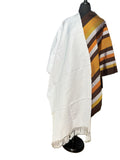 Aso Oke White & Brown Gold Striped Fabric