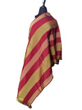 Aso Oke Burgundy & Gold Broad Striped Fabric