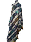 Batik Fabric — Diagonal Stripe & Palm Frond Print
