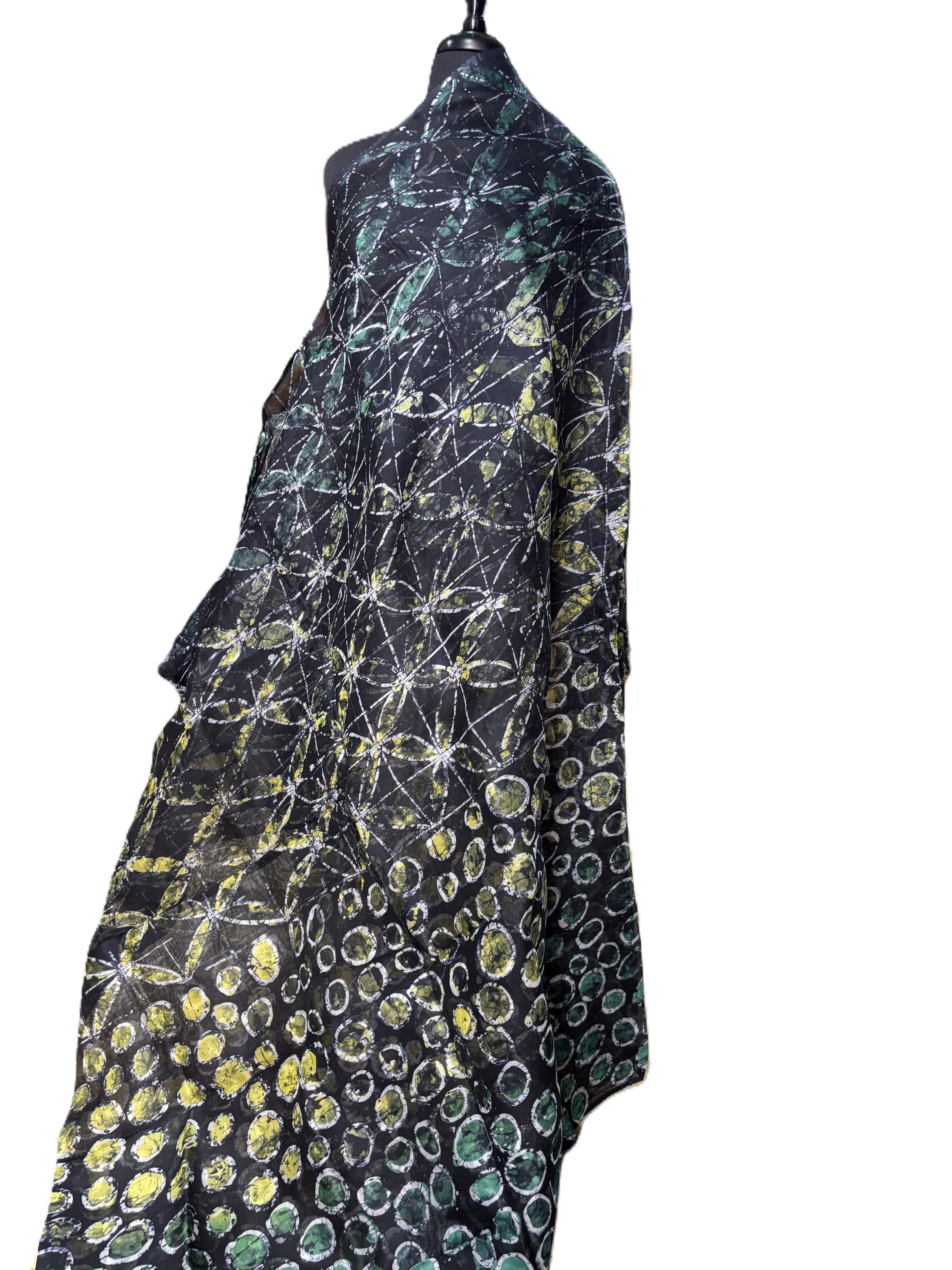 Batik Fabric — Starburst & Pebble Circle Print