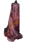 Batik Fabric — Burgundy Mosaic & Golden Spiral Print