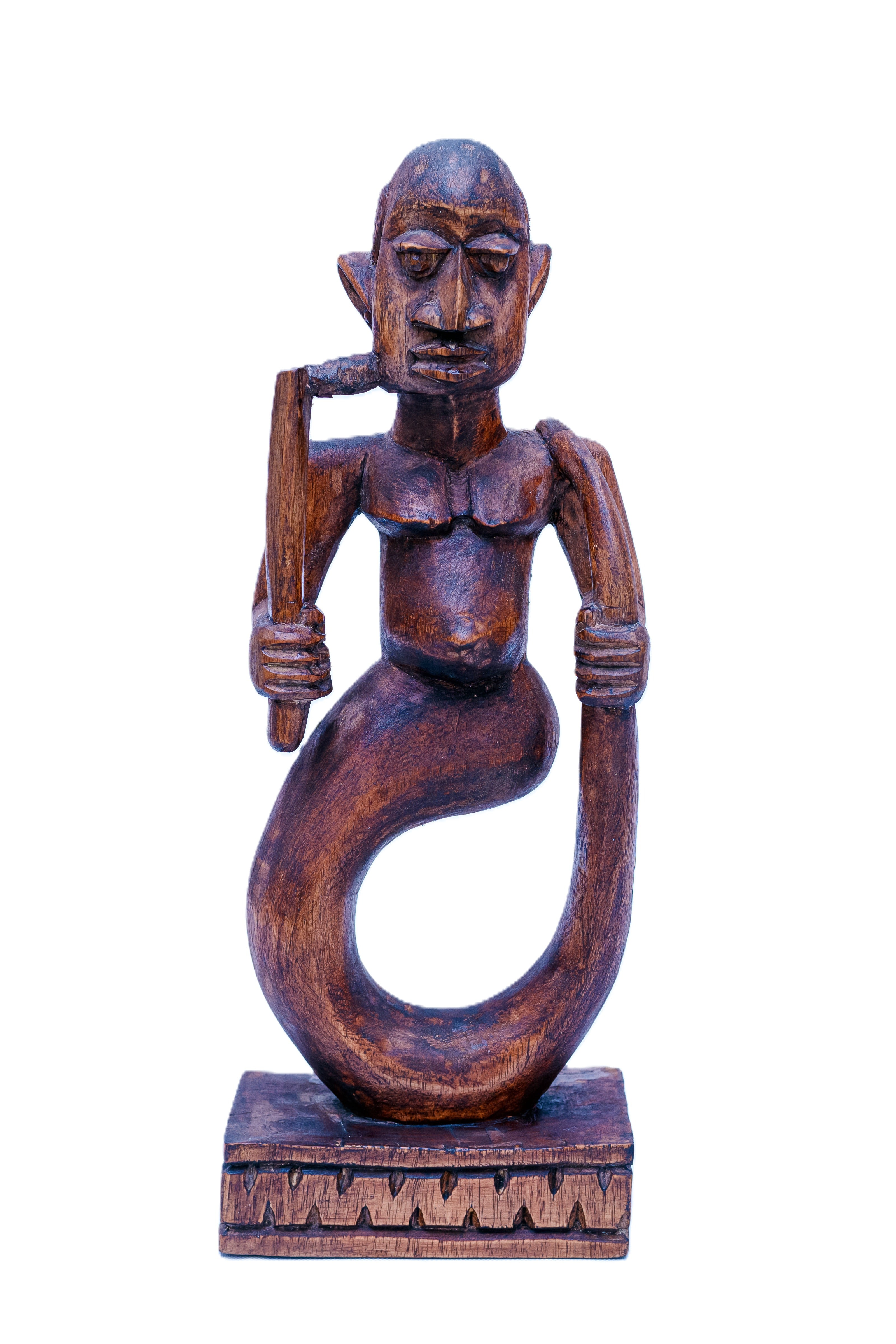 African Mami Wata Mermaid Spirit — Handcarved Wooden Sculpture