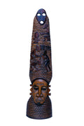 African Spirit Totem with Human Figures — Handcarved Wood Sculpture
