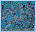 African Royal Masquerade Procession — Original Painting on Canvas