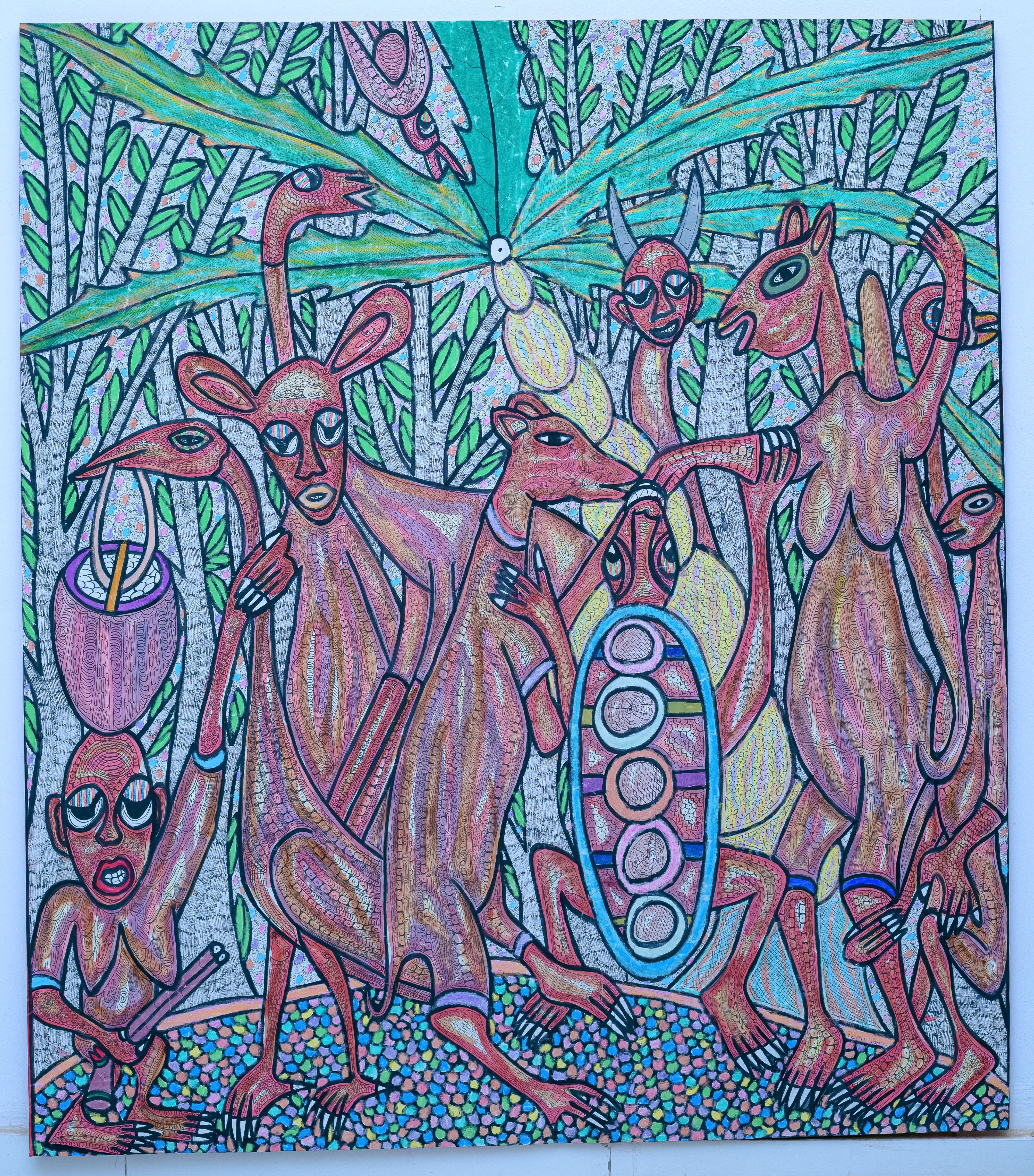 African Spirit Gathering — Original Painting on Canvas