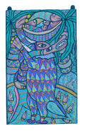 African Spirit Figure with Fish & Creatures — Original Painting on Canvas
