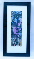 African Village Scene with Palm Tree & Hut — Original Batik on Paper