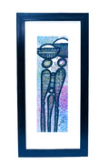 African Abstract Two Figures with Bowl — Original Batik on Paper