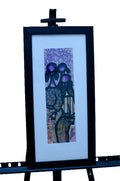African Couple with Purple Blooms — Original Batik on Paper