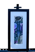 African Woman in the City at Night — Original Batik on Paper