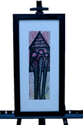 African Village Hut with Three Figures — Original Batik on Paper