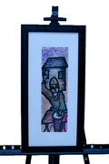 African Woman Carrying a House — Original Batik on Paper