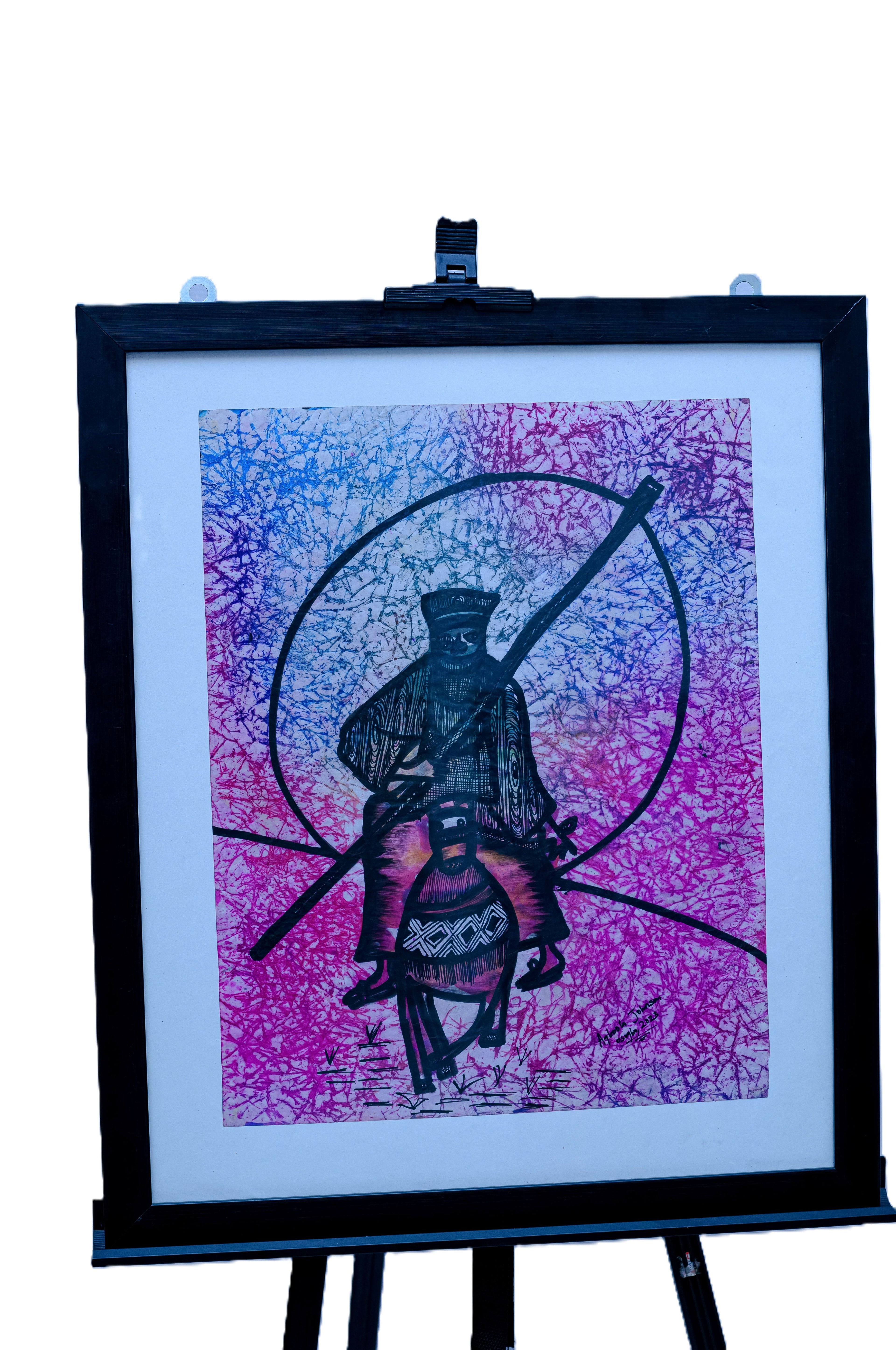 African Horseman — Original Batik on Paper