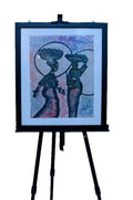 African Women Carrying Vessels — Original Batik on Paper
